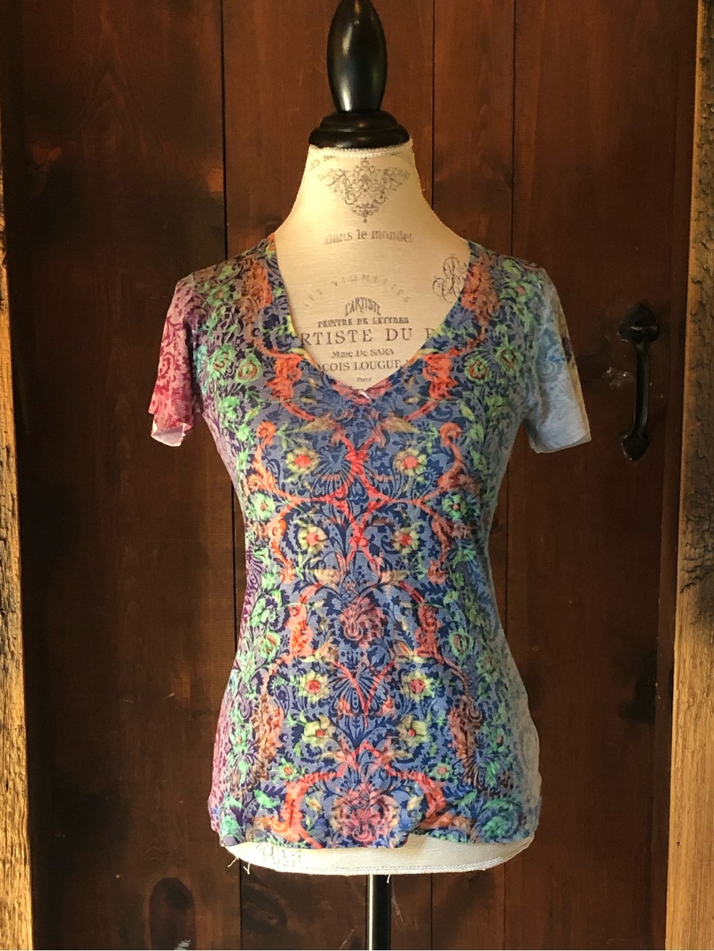 Nally & Millie Multicolor Floral V-Neck Short Sleeve Top